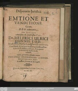 Disputatio Iuridica De Emtione Et Venditione