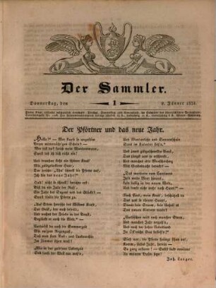 Der Sammler : ein Unterhaltungsblatt. 26, 26. 1834, [1]