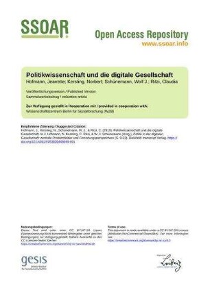 Politikwissenschaft und die digitale Gesellschaft