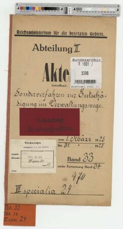 Sonderverfahren zur Entschädigung im Verwaltungswege: Bd. 33