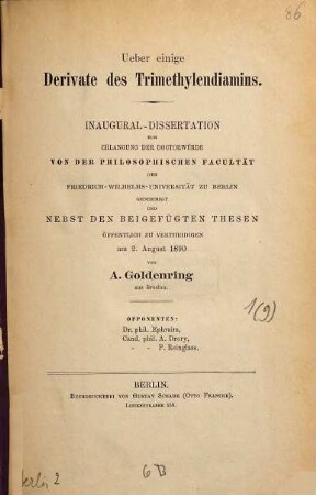 Ueber einige Derivate des Trimethylendiamins