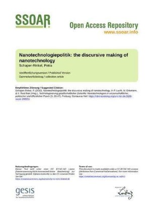 Nanotechnologiepolitik: the discursive making of nanotechnology