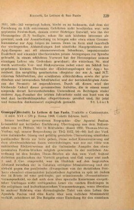 229-230 [Rezension] Ricciotti, Guiseppe, Le Lettere di San Paolo