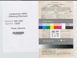 Entnazifizierung Heinrich Puetz, geb. 15.10.1900 (Angest.)