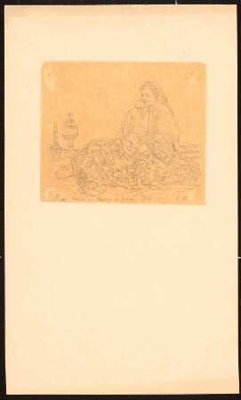 Maurin im Festgewand, Tanger: Auf Boden sitzende Frau (Nach- oder Durchzeichnung nach Westermann’s illustrirte deutsche Monatshefte ?, S. 57)