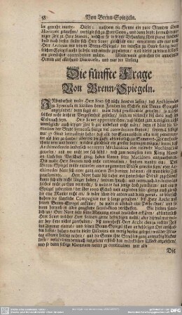 Die fünfte Frage. Von Brenn-Spiegeln.
