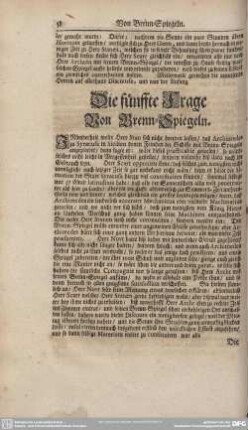 Die fünfte Frage. Von Brenn-Spiegeln.