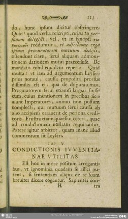 Cap. V. Condictionis Iuventianae Utilitas