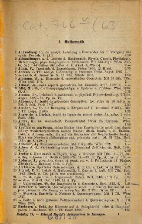 Antiquarischer Katalog ... von Eduard Besold, Universitäts-Buchhandlung in Erlangen : [Sp. m. d. Tit.:] Antiquarischer Katalog ... von Eduard Besold's Antiquarium in Erlangen. 63