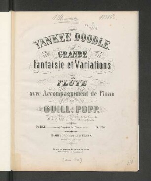 Yankee doodle : grande fantaisie at variations pour flûte avec accomp. de piano ; op. 183