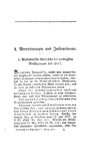 Verordnungen und Instructionen