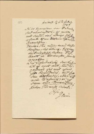 109: Brief von Johann Wilhelm Ludwig Gleim an Johann Lorenz Benzler
