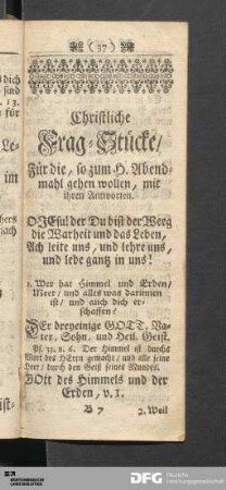 Christliche Frag-Stücke
