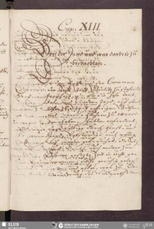 Cap. XIII. Von der Jagd und was darbey zu beobachten