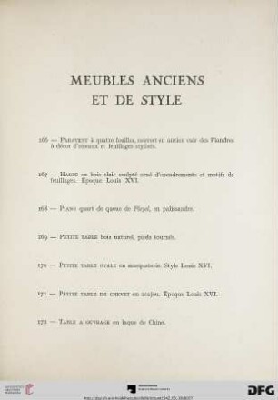 Meubles ancienes et de style (Nr. 166-215)
