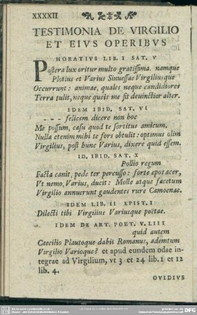 Testimonia De Virgilio Et Eius Operibus