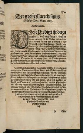 "Der große Catechismus. [...] Doct. Mart. Luth."