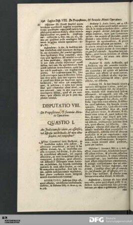 Disputatio VIII. De Propositione & secunda Mentis Operatione.