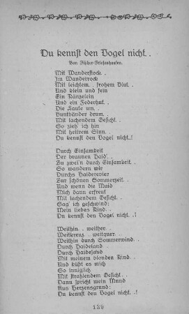 Lied/Gedicht. Du kennst den Vogel nicht..