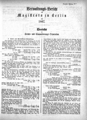 Bericht der Servis- und Einquartierungs-Deputation