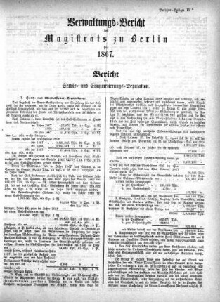 Bericht der Servis- und Einquartierungs-Deputation