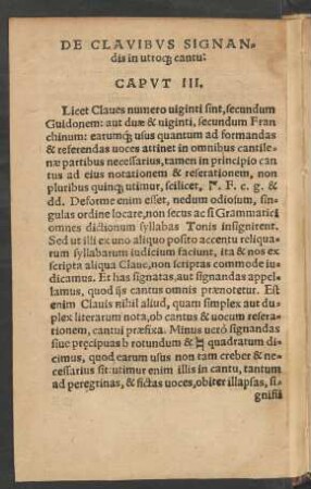 De Clavibus Signandis in utroque cantu: Caput III.