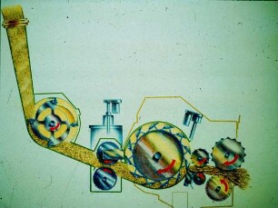 Schemazeichnung: Erntetechnik, Trommelfeldhäcksler, Bauart