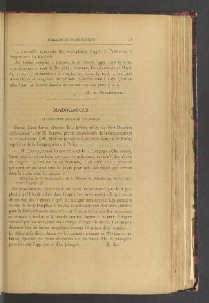 Madagascar. La primitive monnaie coloniale