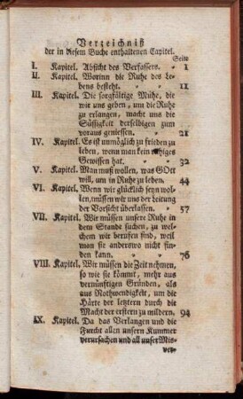 Verzeichniß der in diesem Buche enthaltenen Capitel.