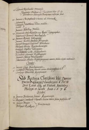 Winterhalbjahr 1575/1576. Rektorat Georg Hamberger