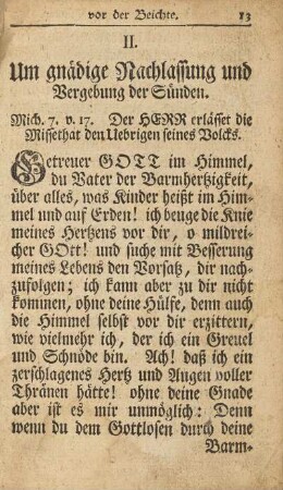 II. Um gnädige Nachlassung und Vergebung der Sünden.