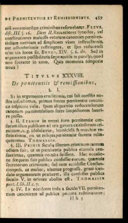 Titulus XXXVIII. De poenitentiis & remissionibus.