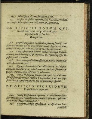 De Officiis Eorum Qui in cohorte equitum praesunt & praecipue de officio Praefecti equitum