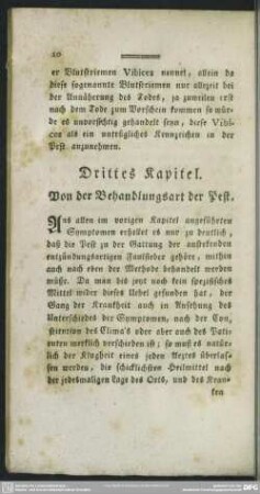 Drittes Kapitel. Von der Behandlungsart der Pest
