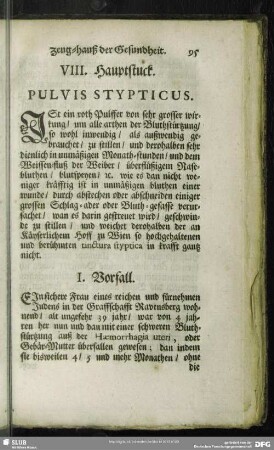 VIII. Hauptstuck. Pulvis Stypticus