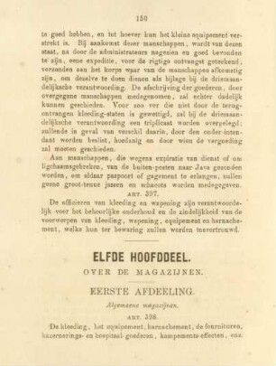 Elfde hoofddeel. Over de magazijnen
