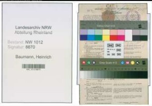 Entnazifizierung Heinrich Baumann , geb. 11.09.1919 (Versicherungsvertreter)