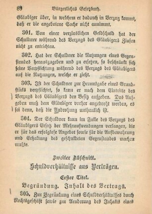 Zweiter Abschnitt. Schuldverhältnisse aus Verträgen