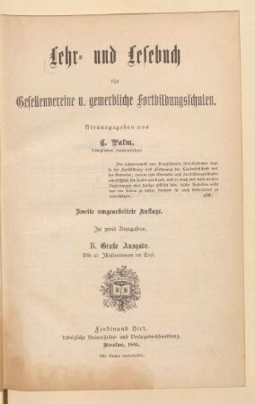 Lehr- und Lesebuch für Gesellenvereine und gewerbliche Fortbildungsschulen