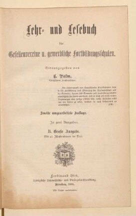Lehr- und Lesebuch für Gesellenvereine und gewerbliche Fortbildungsschulen