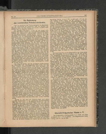 Die Bedeutung der rumänischen Petroleumindustrie.