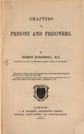 Chapters on prisons and prisoners