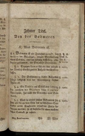 Zehnter Titel. Von der Bodmerey