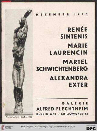 Renée Sintenis, Marie Laurencin, Martel Schwichtenberg, Alexandra Exter : Dezember 1930