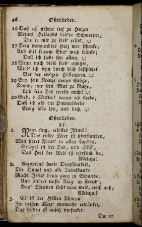 Osterlieder. - Lieder von dem heiligsten Sacramente des Altars.