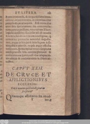 Caput XXII. De Cruce Et Afflictionibus Ecclesiae.