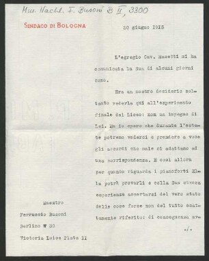 Brief an Ferruccio Busoni : 20.06.1913