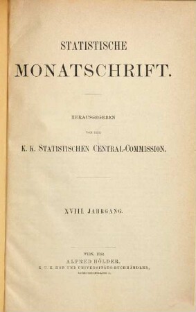 Statistische Monatschrift. 18. 1892