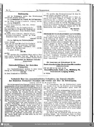 Vorbericht über den ausserordentlichen Verbandstag des Zentralverbandes der Deutschen Uhrmacher-Innungen und Vereine und über die Reichstagung