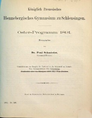 Oster-Programm. 1890/91